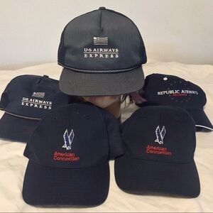 LOT 5 US Airways Express Flag Airlines Pilot Aviation Snapback Hat Baseball Cap